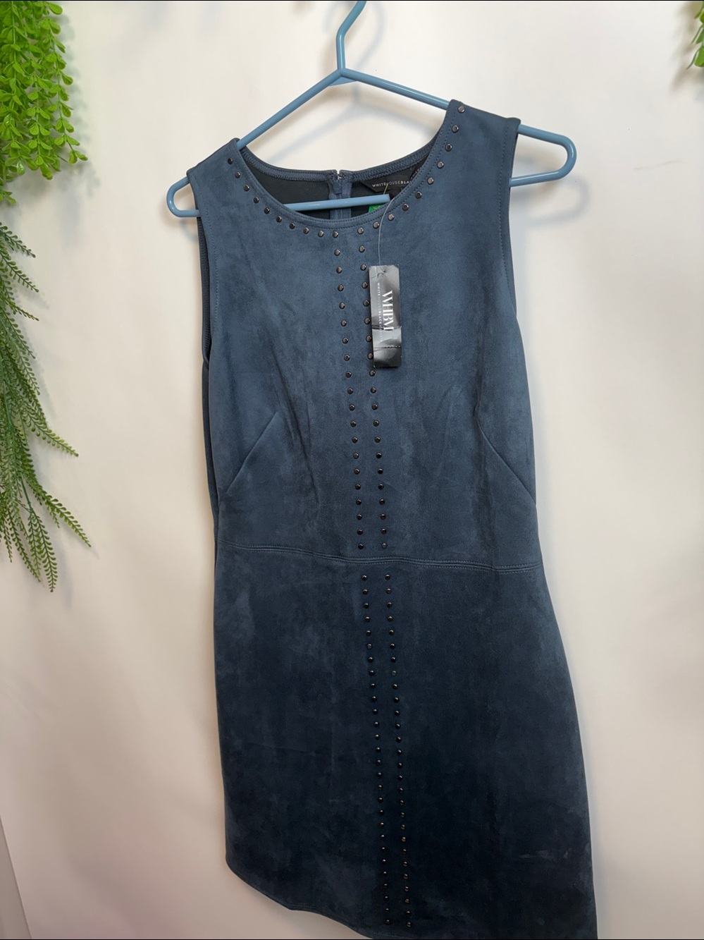White House Black Market Blue faux suede dress